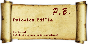 Palovics Béla névjegykártya